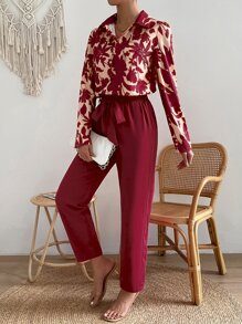 Chiquease Floral Print Shirt & Belted Trousers - Multicolor - View 4