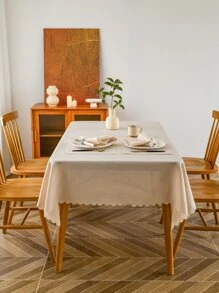 1 Khăn Trải Bàn Màu Be, Tối Giản Polyester Sò Viền Trang Trí Bàn Cho Bàn Ăn - Nhiều màu - Xem 3