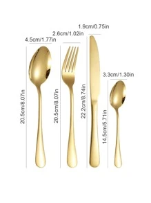 4pcs Stainless Steel Cutlery Set - Gold - View 2