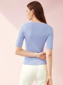 MOTF PREMIUM Đan VISCOSE-BLEND HÀNG ĐẦU - Màu xanh nhạt - Xem 7