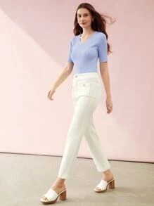 MOTF PREMIUM Đan VISCOSE-BLEND HÀNG ĐẦU - Màu xanh nhạt - Xem 8