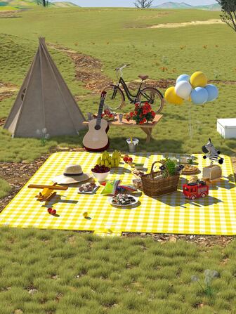 1 pieza Manta de picnic con patrón de guingán picnic moderno no-tejido de tela para exterior