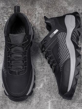 男士繫帶字母圖案運動戶外登山鞋