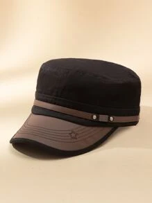 Men Star Embroidered Baker Boy Cap