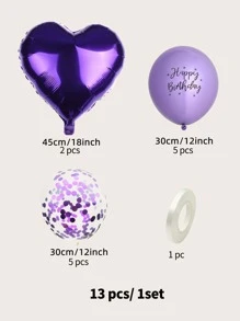 kumozawa 12pcs Heart-Shaped Metal Balloon Set For Birthday (Without Straw) Back To School Valentine Day