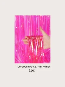 1pc Party Tassel Curtain, Pink Aluminum Rain Curtain For Party Decor - Hot Pink - View 3