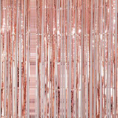 kumozawa 1pc Rose Gold Metallic Tassel Curtain, Party Decorations, Graduation Decor, Birthday, Wedding, Single Women's Anniversary Decor, Adult Tinsel Backdrop, Birthday Party Wall Decor