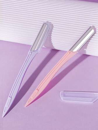 2 st rakhyvel i rostfritt stål med rak kant och skyddsfodral, lämplig för män och kvinnor, för trimning och rakning av ögonbryn, viktiga skönhetsvårdsverktyg, smink, billigt, rumsinredning, sminkbord, resor, sovrum, sminktillbehör, ögonbrynshyvel, billigt, strumpor, smink, sminkverktyg, billiga saker, presenter, presenter till kvinnor, julklappar