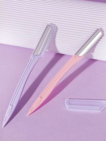 2 st rakhyvel i rostfritt stål med rak kant och skyddsfodral, lämplig för män och kvinnor, för trimning och rakning av ögonbryn, viktiga skönhetsvårdsverktyg, smink, billigt, rumsinredning, sminkbord, resor, sovrum, sminktillbehör, ögonbrynshyvel, billigt, strumpor, smink, sminkverktyg, billiga saker, presenter, presenter till kvinnor, julklappar