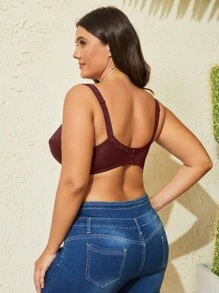 Kích thước lớn Của phụ nữ Siêu mỏng Màu thuần Ren gợi cảm Nghệ Embellished Đồ lót - Màu Đỏ Sâu - Xem 2