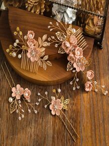 4 cái hoa trang trí mũ cô dâu - Màu xanh lam - Xem 10