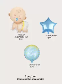 5pcs/Set Baby Gender Reveal Party Balloons Decoration - Multicolor - View 5