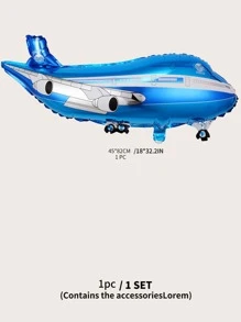 kumozawa 1pc Extra Large Blue Airplane Foil Balloon, Space Theme Balloon Party Decoration Set, Oversized Plane Balloon, Birthday Party Outdoor Decor (Straw Not Included) - Multicolor - View 3