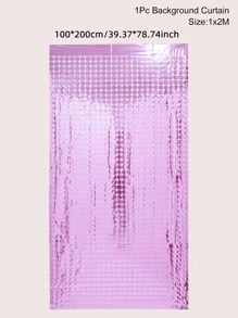 1pc Party Decorative Background Curtain, Metallic Pink Plastic Square Tassel Curtain For Party - Pink - View 4