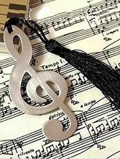 1 Piece Of Metal Note Bookmarks With Tassels For Music-Themed Party Gifts, Suitable For Wedding, School Office Supplies Or Book Lovers