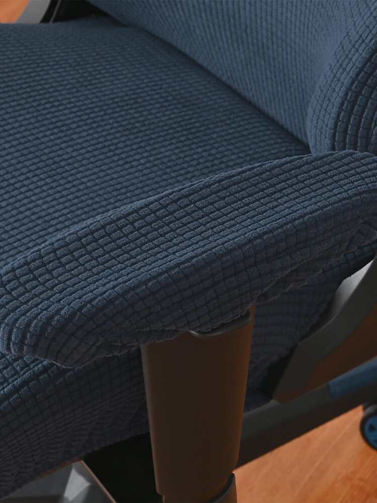 1 set Funda unicolor oficina silla minimalista poliéster oficina silla para oficina - Azul Marino - Añade 1