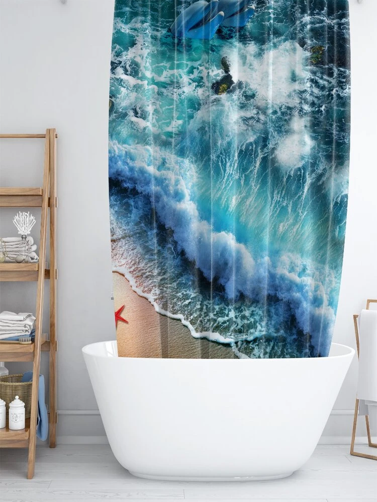 Tenda Della Doccia Con Stelle Marine E Conchiglie: 180x200 Cm In Poliestere Impermeabile, Con 12 Ganci Inclusi. Perfetta Per Bagni Stile Oceano!