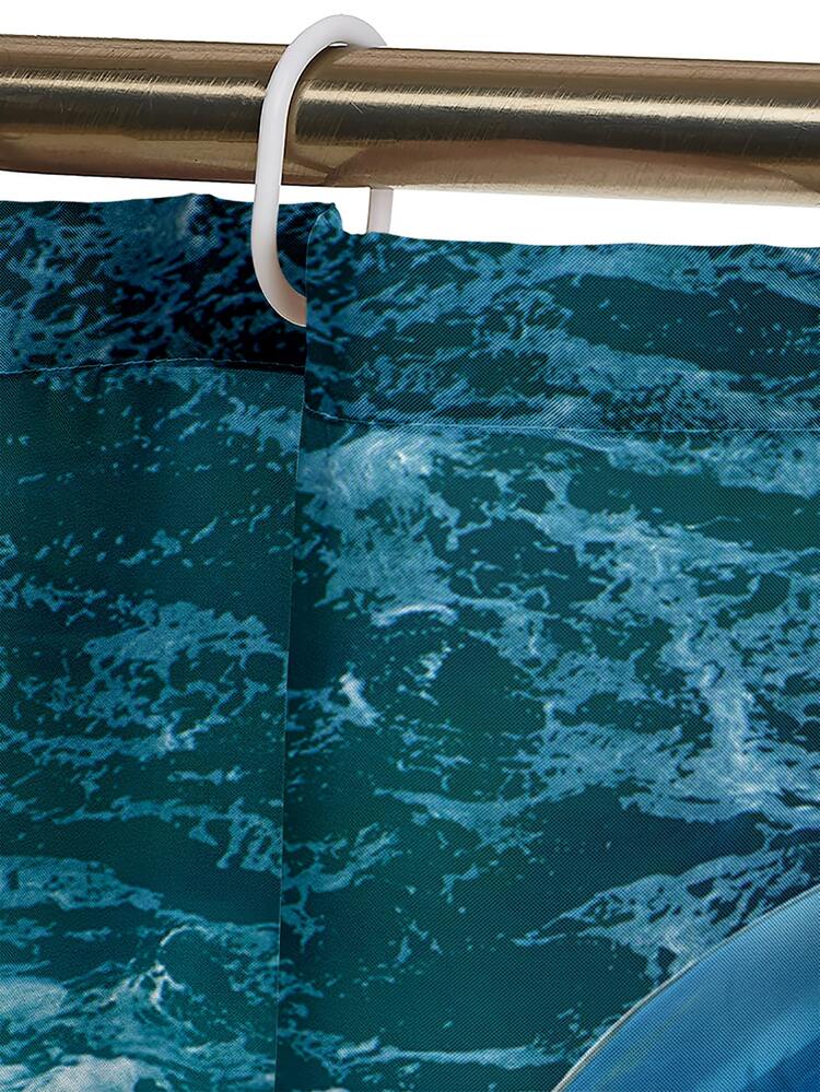 Tenda Da Doccia Con Onde Oceaniche, Tartarughe E Conchiglie – 182x183 Cm, Poliestere Impermeabile, Con 12 Ganci