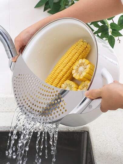 1 st Köksläckagesäker baffel, Kökssil i rostfritt stål, handhållen grytavlopp, frukttvättfilter