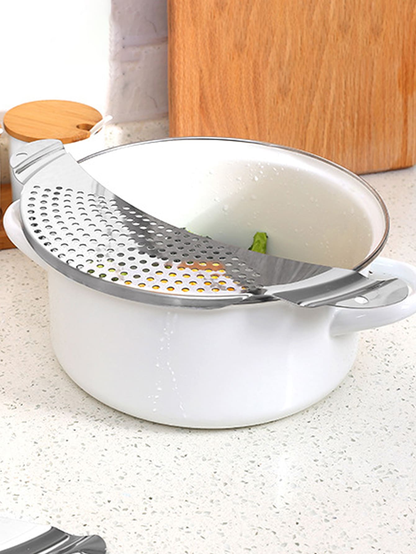 1pc Kitchen Leakproof Baffle,Kitchen Stainless Steel Pot Strainer