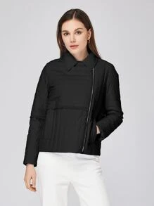 ZIAI Zip Up Solid Padded Coat For Winter