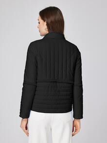 ZIAI Zip Up Solid Padded Coat For Winter