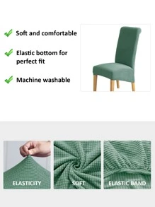 1入組綠色餐椅套極簡主義滌綸彈性餐廳椅套適合家用 - 青檸色 - 查看 5