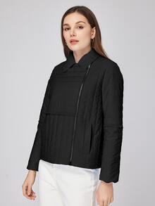 ZIAI Zip Up Solid Padded Coat For Winter