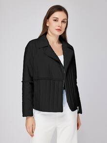 ZIAI Zip Up Solid Padded Coat For Winter