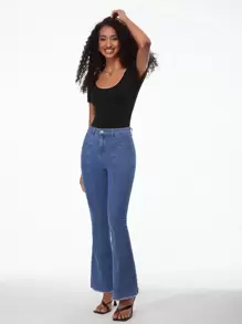 SHEIN BASICS 純色包頸連體衣 - 黑色 - 查看 4