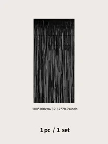 kumozawa 1 件黑色雨帘派对装饰毕业装饰流苏生日婚礼单身女性周年纪念装饰成人雨丝窗帘生日派对背景墙装饰流苏闪亮铝膜墙帘 - 黑色 - 查看 3