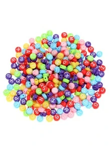 100pcs Candy Colored Plastic Alphabet Beads For Diy Jewelry Making - Multicolor - View 1