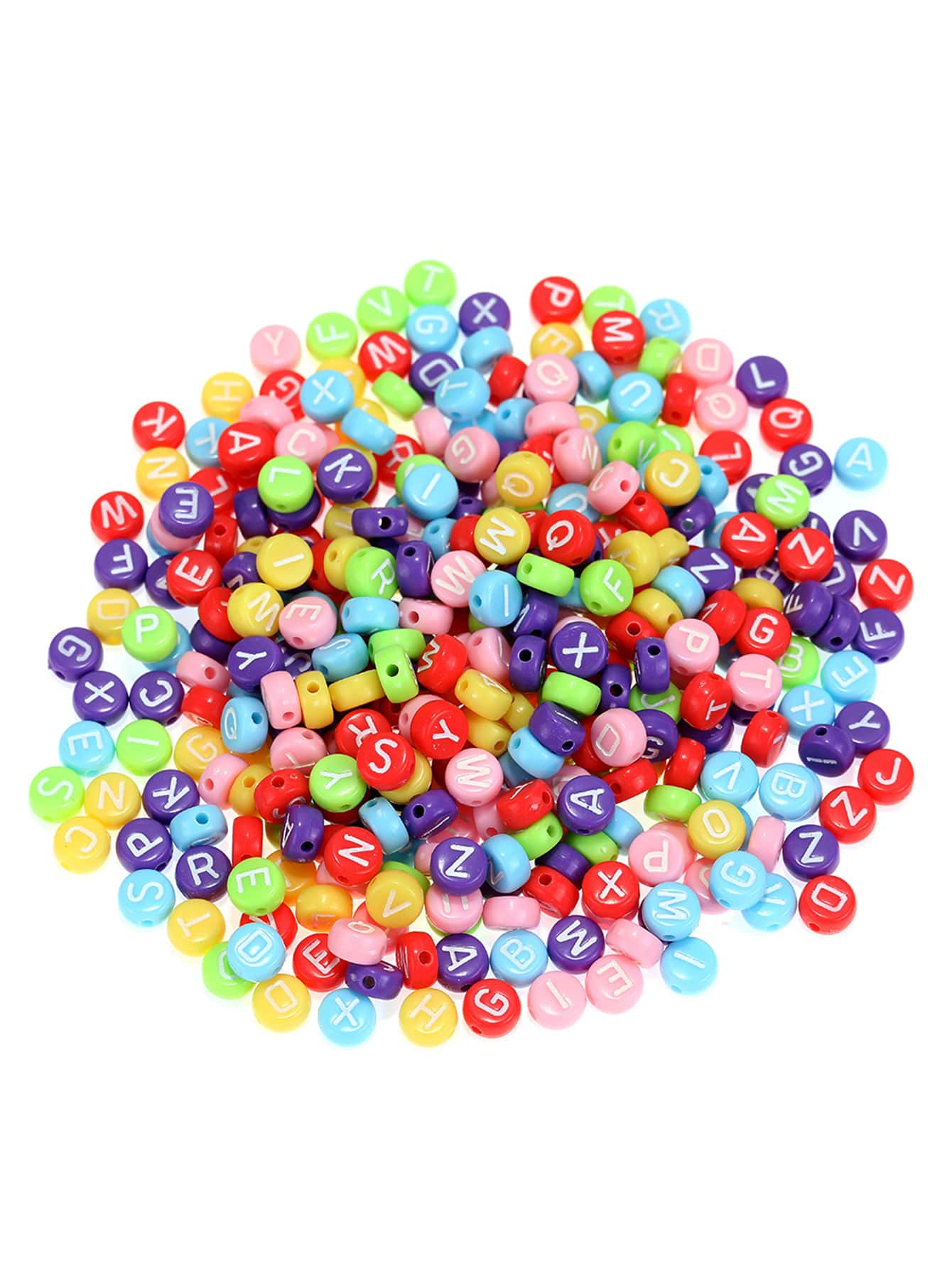 100pcs Candy Colored Plastic Alphabet Beads For Diy Jewelry Making - Multicolor - View 1