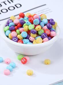 100pcs Candy Colored Plastic Alphabet Beads For Diy Jewelry Making - Multicolor - View 3