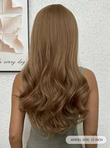 Long Body Wave Synthetic Wig With Bangs - Light Brown - View 2