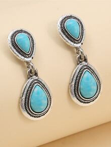 水滴形耳墜 - 藍色 - 查看 1