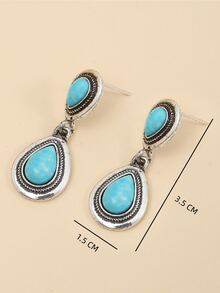 水滴形耳墜 - 藍色 - 查看 2