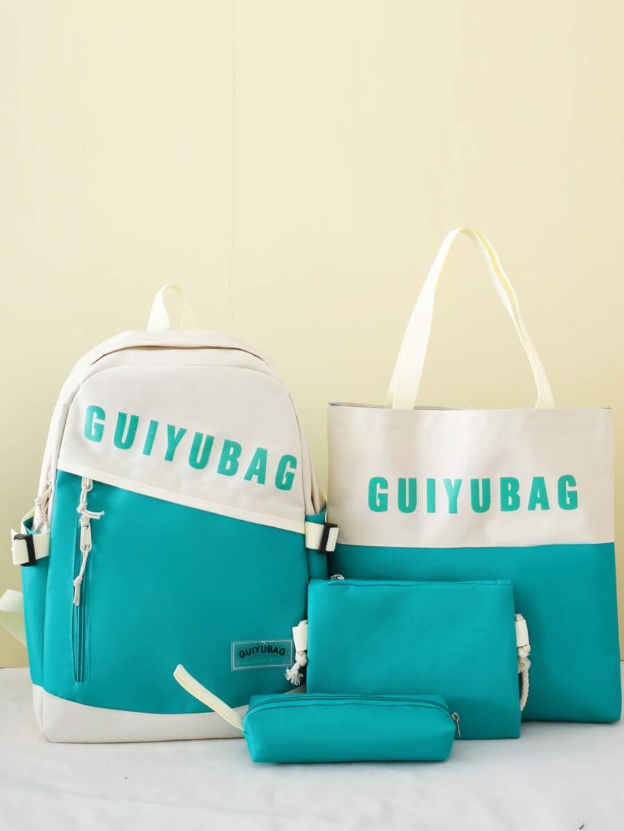 Zestawy damskich torebek Kolorowe bloki Litera Regulowany Wyszykowany - Zielony - Zobacz 1