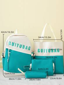 Zestawy damskich torebek Kolorowe bloki Litera Regulowany Wyszykowany - Zielony - Zobacz 5