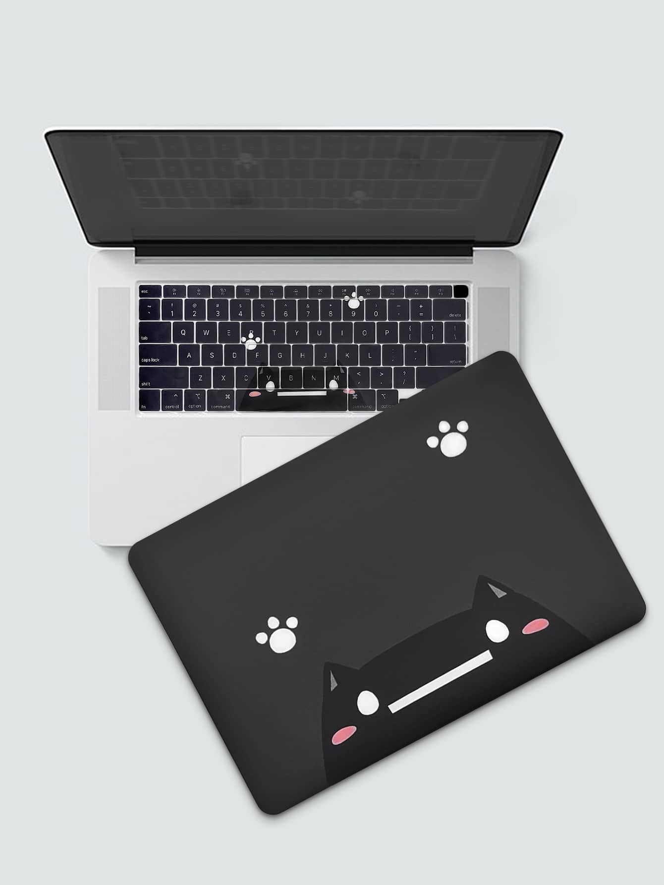 3入組貓咪圖案保護套和鍵盤貼膜適用於13英寸MacBookA1932 - 黑色 - 查看 1