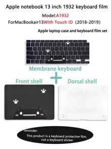 3入組貓咪圖案保護套和鍵盤貼膜適用於13英寸MacBookA1932 - 黑色 - 查看 5