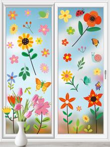 Calcomanía Estática Recién Diseñada De Temática De Primavera Con Flores Y Mariposas Para Vidrieras Y Decoración De Puertas Sin Dejar Rastro En 2024 - Multicolor - Ver 7
