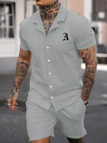 Manfinity Men Letter Graphic Shirt Without Tee - Light Grey - View 1