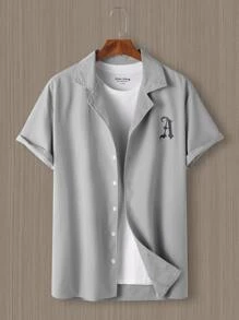 Manfinity Men Letter Graphic Shirt Without Tee - Light Grey - View 3