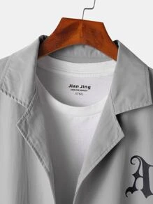 Manfinity Men Letter Graphic Shirt Without Tee - Light Grey - View 4