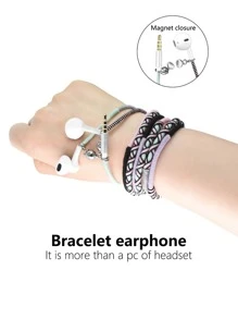 3.5毫米插孔手工繩索手鍊帶磁性閉合器的有線入耳式耳機 - 彩色 - 查看 3