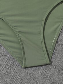 SHEIN Conjunto de bikini de volantes con estampado de palmeras para adolescentes, verano playa - Multicolor - Ver 4