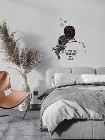 1pc Black Couple Decorative Wall Sticker