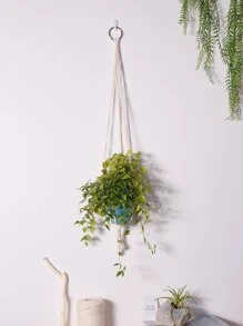 1入組波西米亞花邊植物支架 - 米色 - 查看 1