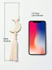 1 件手工木质流苏壁挂，创意白色月亮图形挂饰，适用于家居、家居装饰、房间装饰、墙壁装饰 - 彩色 - 查看 8